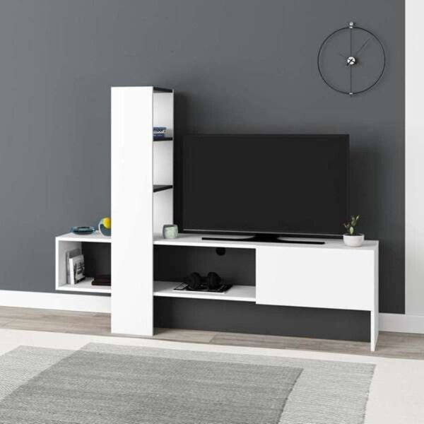 Mobile porta TV Troia bianco antracite con anta a ribalta