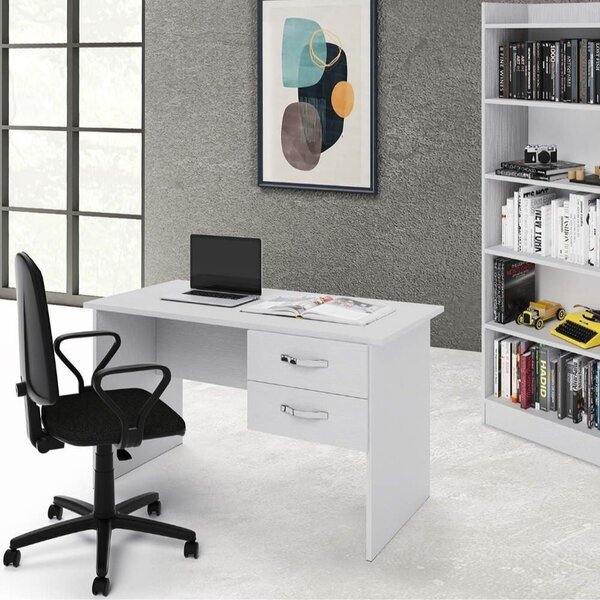 Scrivania Tiffany due cassetti 119x64x75 cm bianco frassinato