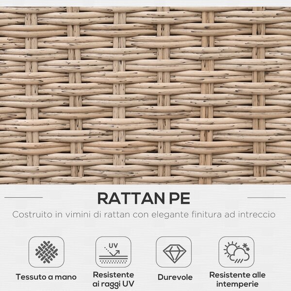 Outsunny - Poggiapiedi Da Giardino In Rattan PE - 50x50x35 Cm - Marrone - Cuscino Imbottito E Rimovibile - Portata 120 Kg