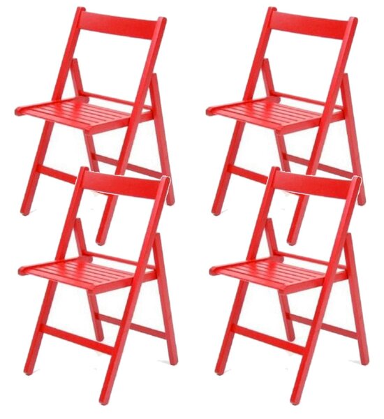 Set 4 Sedie pieghevoli 42,5x47,5x79 cm Penelope in legno rossa