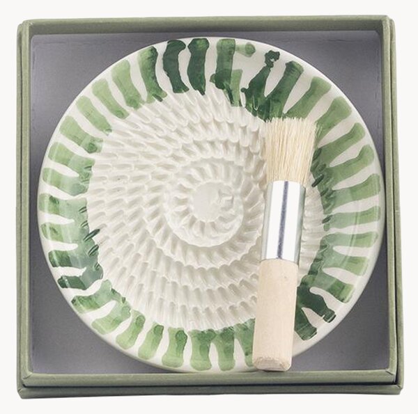 Set grattugia per aglio in ceramica con pennello Flora, set da 2