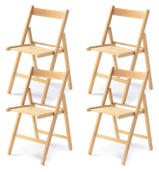 Set 4 Sedie pieghevoli 42,5x47,5x79 cm Penelope in legno naturale