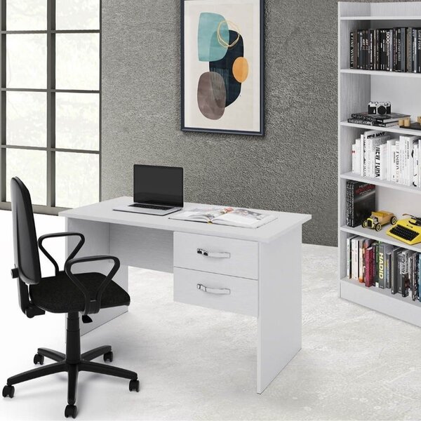 Scrivania Tiffany due cassetti 119x64x75 cm bianco frassinato