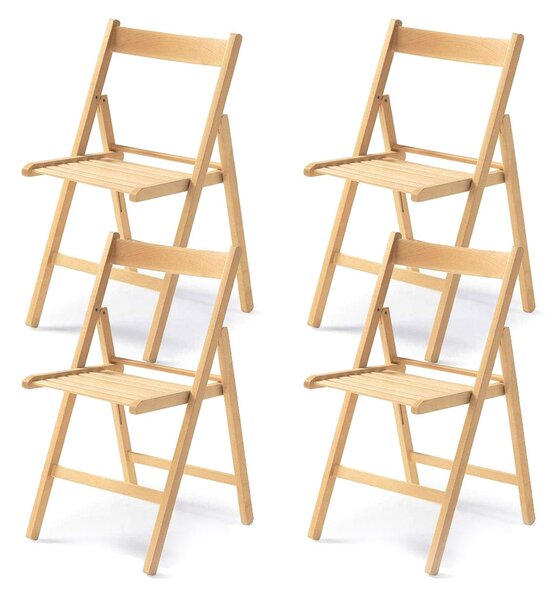 Set 4 Sedie pieghevoli 42,5x47,5x79 cm Penelope in legno naturale