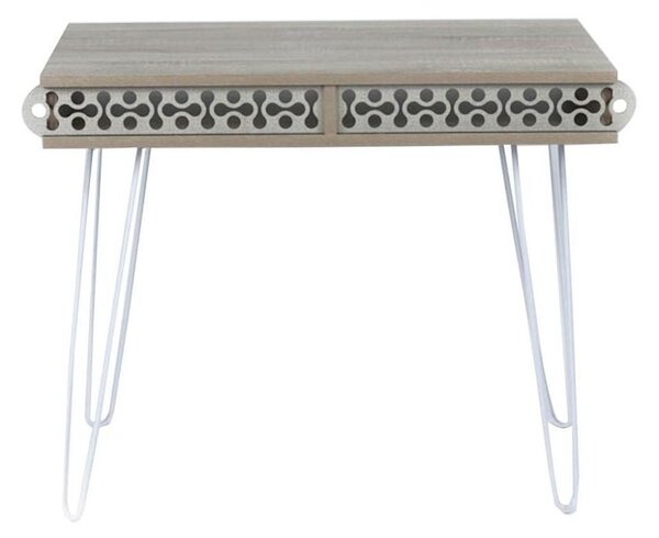 Scrivania Ilia 96x51x75 cm piedi in metallo bianco e piano rovere