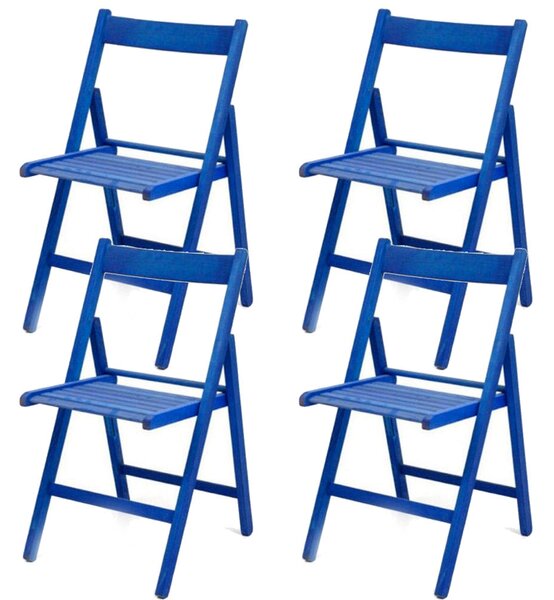 Set 4 Sedie pieghevoli 42,5x47,5x79 cm Penelope in legno blu