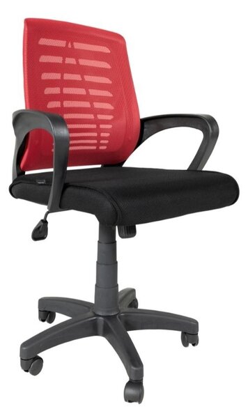 Sedia girevole da ufficio tessuto microforato nero rossa