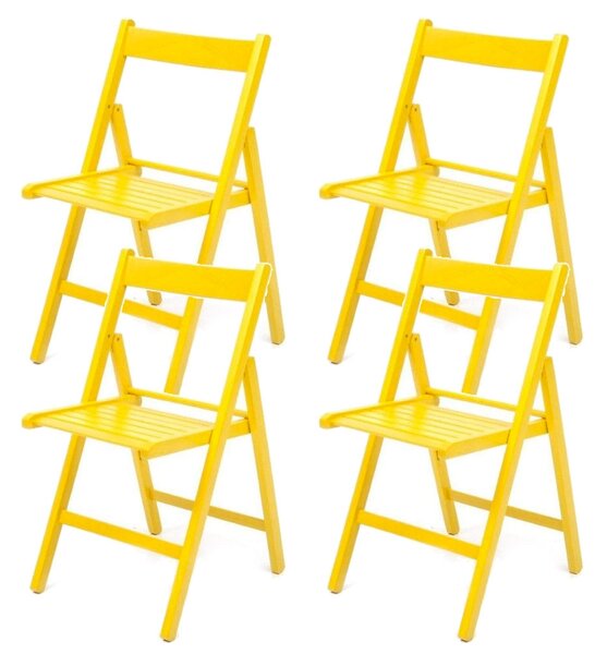 Set 4 Sedie pieghevole 42,5x47,5x79 cm Penelope in legno giallo