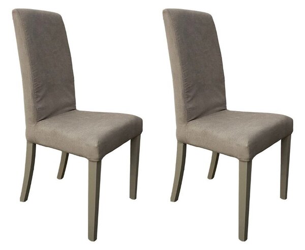 Set 2 Sedie 45x53x100 cm Edi Savoy 91 tessuto sfoderabile grigio chiaro