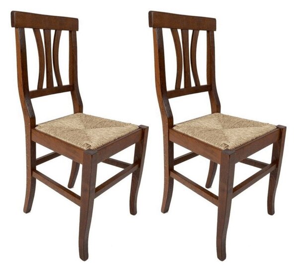 Set 2 Sedie 91x45x43 cm Silvia in legno con seduta in paglia