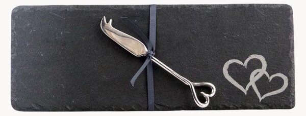 Set tagliere con coltello per formaggio Heart, set da 2