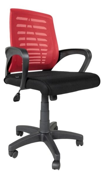 Sedia girevole da ufficio tessuto microforato nero rossa