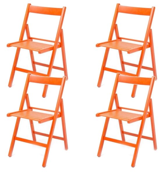 Set 4 Sedie pieghevoli 42,5x47,5x79 cm Penelope in legno arancio