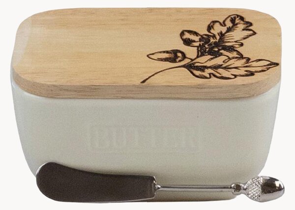 Set burriera in ceramica con coltello per burro Acorn, set da 2