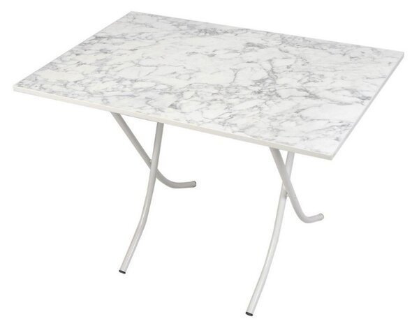 Tavolo pieghevole 60x90x75 cm marmo bianco e gambe bianco