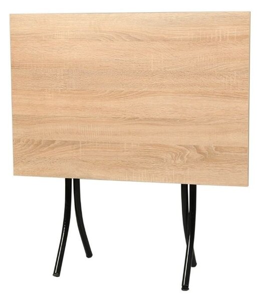 Tavolo pieghevole 60x90x75 cm rovere sonoma e gambe nero