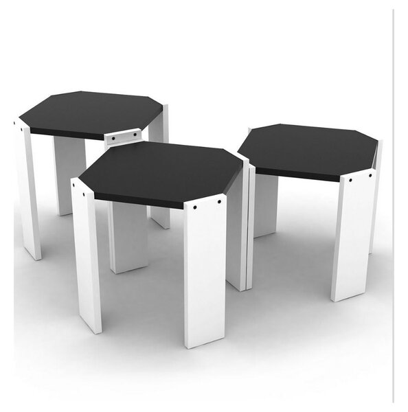 Tavolino da caffè impilabile 44,5x44,5x36 cm Nido Hansel bianco nero