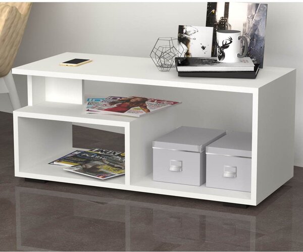 Tavolino da caffè basso 90x45x45 cm Madrid bianco