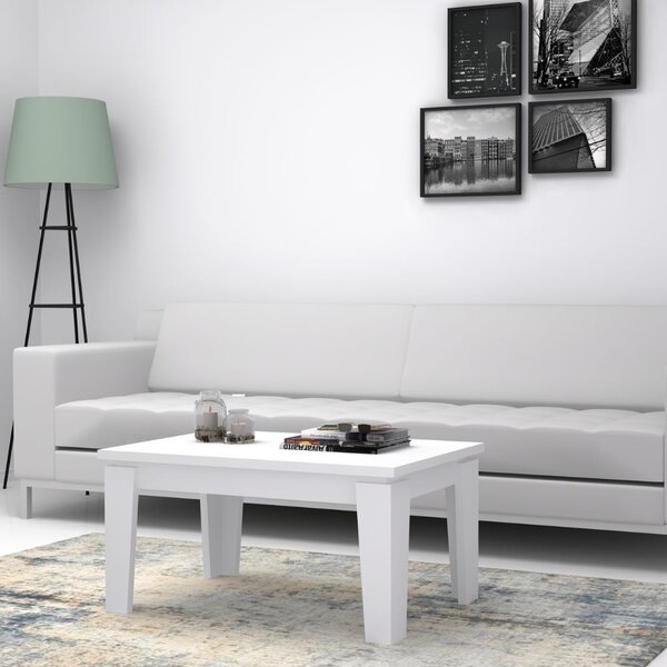 Tavolino basso da salotto 90x60x45 cm Coffee bianco