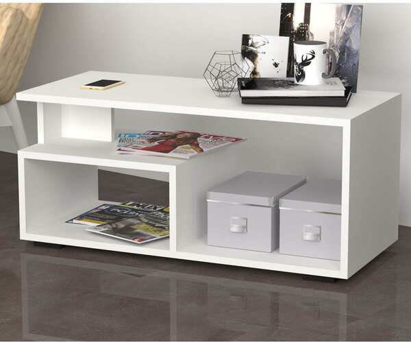 Tavolino da caffè basso 90x45x45 cm Madrid bianco
