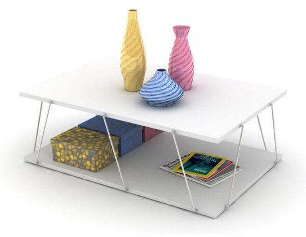 Tavolino da salotto 90x60x31 cm Tars bianco