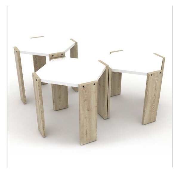 Tavolino da caffè impilabile 44,5x44,5x36 cm Nido Hansel rovere bianco