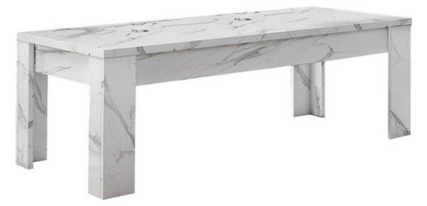 Tavolino basso 122x60x45 cm Rock effetto marmo bianco