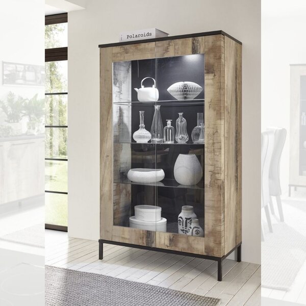 Mobile Vetrina 106x50x178 cm 2 ante Mandragola pero e legno nero bruciato