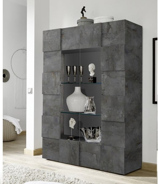Mobile Vetrina 121x42x166 cm 2 ante Artica ossido