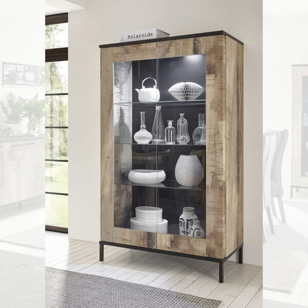 Mobile Vetrina 106x50x178 cm 2 ante Mandragola pero e legno nero bruciato