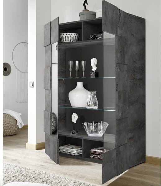 Mobile Vetrina 121x42x166 cm 2 ante Artica ossido