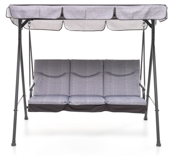 Dondolo 3 Posti da Giardino 184x120x160 cm in Ferro e Poliestere Madagascar Antracite e Grigio