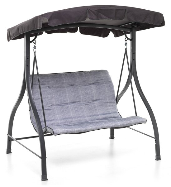 Dondolo 2 Posti da Giardino 160x112x163 cm in Ferro e Poliestere Haiti Antracite e Grigio