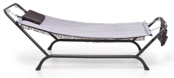 Lettino Amaca a Dondolo 230x98x82 cm con Supporto in Ferro Telo in Poliestere Bali Grigio Chiaro