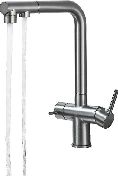 Miscelatore da cucina, doppia maniglia, funzione spray estraibile, grigio B
