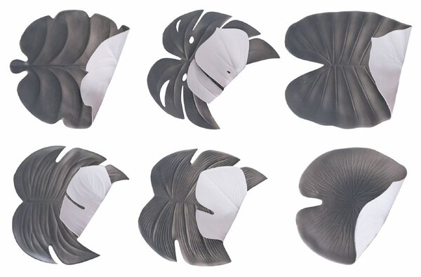 Set 6 Tovagliette Double Face 47x37x0,1 cm in Plastica VdE Tivoli 1996 New Jungle Bianco/Grigio