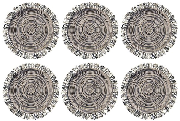 Set 6 Tovagliette con Frange Ø45x0,5 cm in Polipropilene VdE Tivoli 1996 Shades of Stones