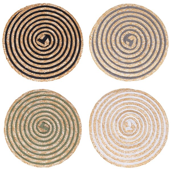 Set 4 Tovagliette Ø38 cm in Paglia e Carta VdE Tivoli 1996 Spiral