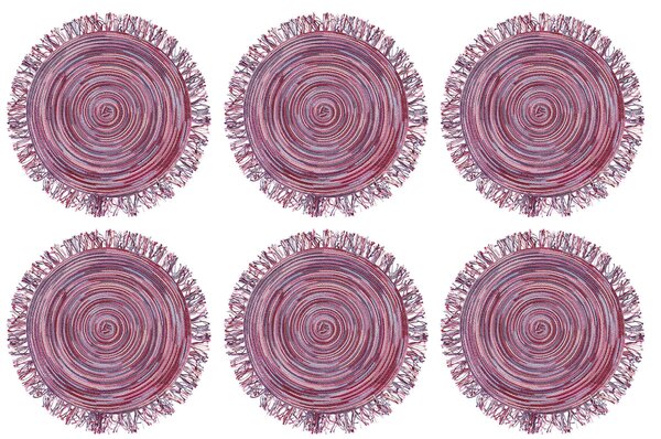 Set 6 Tovagliette con Frange Ø45x0,5 cm in Polipropilene VdE Tivoli 1996 Shades of Provence