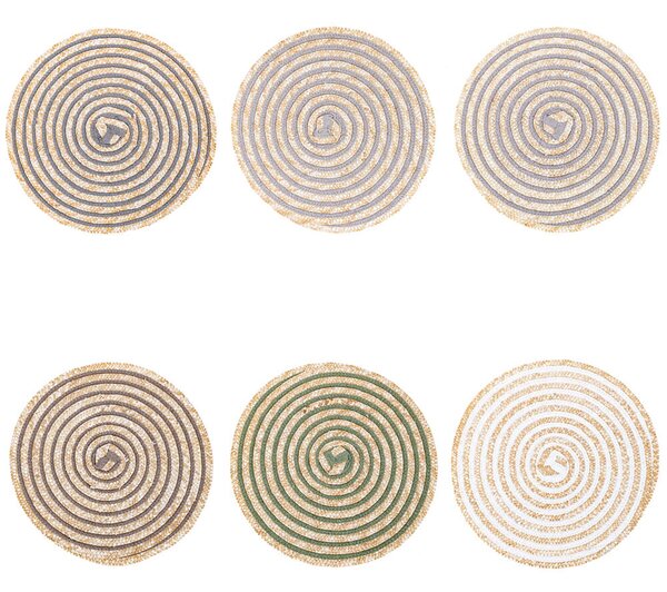 Set 6 Tovagliette Ø38 cm in Paglia e Carta VdE Tivoli 1996 Spiral