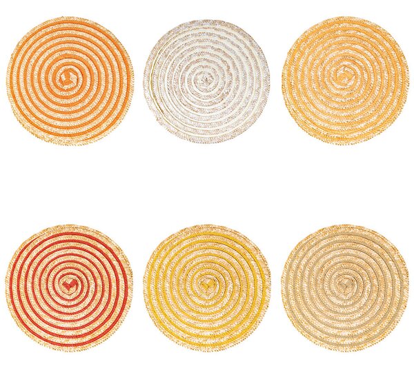Set 6 Tovagliette Ø38 cm in Paglia e Carta VdE Tivoli 1996 Spiral