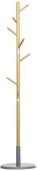 Appendiabiti da Ingresso Ø37,8x175,6 cm 8 Ganci in MDF e Bambù Legno e Grigio