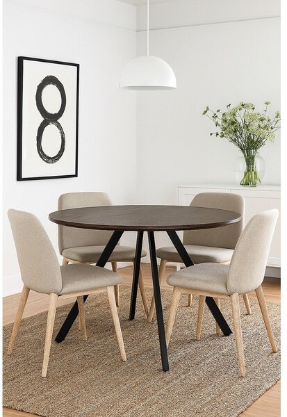 Tavolo da pranzo rotondo con effetto noce ø 120 cm Rivo – Bonami Essentials