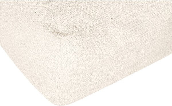 Poggiapiedi beige con rivestimento in bouclé Keno – noo.ma