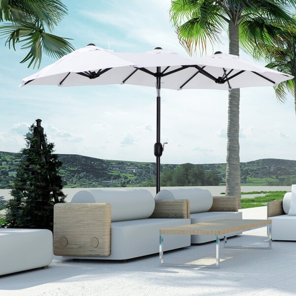 Ombrellone da Giardino Doppio 285x147x227 cm in Acciaio e Poliestere Bianco