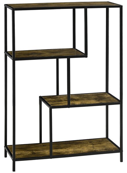 Libreria Moderna 4 Ripiani 83x34x180 cm in Legno e Metallo Marrone