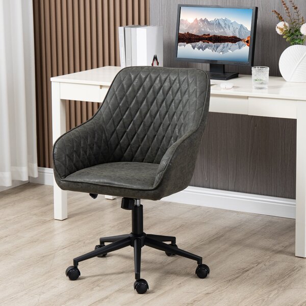 Sedia Operativa da Ufficio Reclinabile 59x60x90-100 cm Altezza Regolabile in Similpelle Grigia