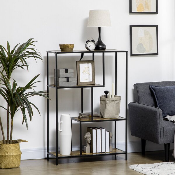 Libreria Moderna 4 Ripiani 83x34x180 cm in Legno e Metallo Marrone