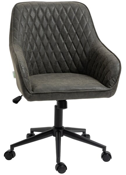 Sedia Operativa da Ufficio Reclinabile 59x60x90-100 cm Altezza Regolabile in Similpelle Grigia