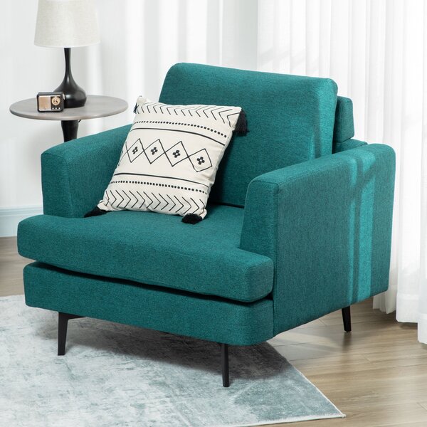 Poltrona Imbottita 96x87x87 cm Gambe in Acciaio in Tessuto Verde